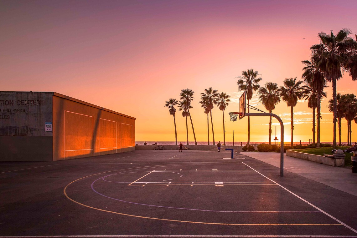 Sunset at Venice Beach Basketball Courts Etsy