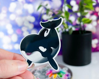 Orca Heart Sticker | Decorative Stickers | iPad decals | Water Bottle Accessories