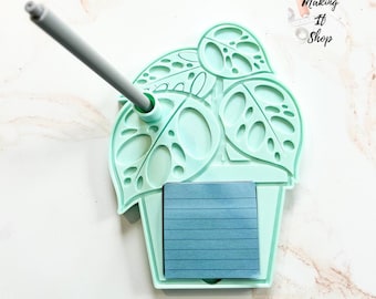 Plant Mini Notepad Station | Sticky Note Display, Pen Holder, Custom Office Decor, Decorative Home Essentials