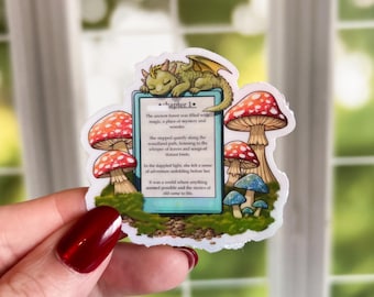 Cozy Dragon Kindle | Sleeping Dragon, Kawaii Dragon Animal Sticker, Book Dragon, Fantasy Animals, Cute Art, Hand drawn, Decorative Sticker