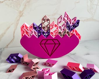 Gemstone Balance Game - ADHD Activity, Sensory Game, Coloring Sorting, Miniature Cats, Cozy Home Decor, Board Game, Family Friendly