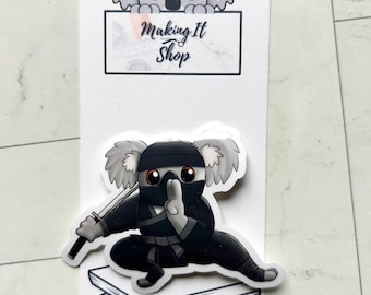 Ninja Koala Sticker | Kawaii Koala Animal Sticker, Ninja Sticker, Fantasy Animals, Cute Art, Hand drawn, Decorative Sticker