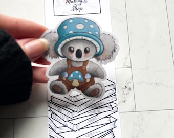 Mushroom Koala Sticker | Kawaii Koala Animal Sticker, Mushroom Sticker, Fantasy Animals, Cute Art, Hand drawn, Decorative Sticker