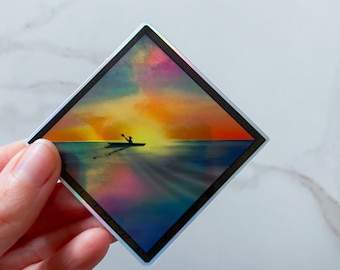 Sunset Kayak Sticker | Decorative Stickers | iPad decals | Water Bottle Accessories