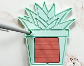Plant Mini Notepad Station | Sticky Note Display, Pen Holder, Custom Office Decor, Decorative Home Essentials