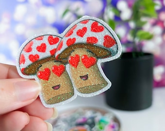 Love Shrooms Heart Sticker | Mushroom Decorative Stickers | iPad decals | Water Bottle Accessories