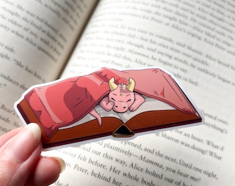 Cozy Dragon Sticker | Sleeping Dragon, Kawaii Dragon Animal Sticker, Book Dragon, Fantasy Animals, Cute Art, Hand drawn, Decorative Sticker