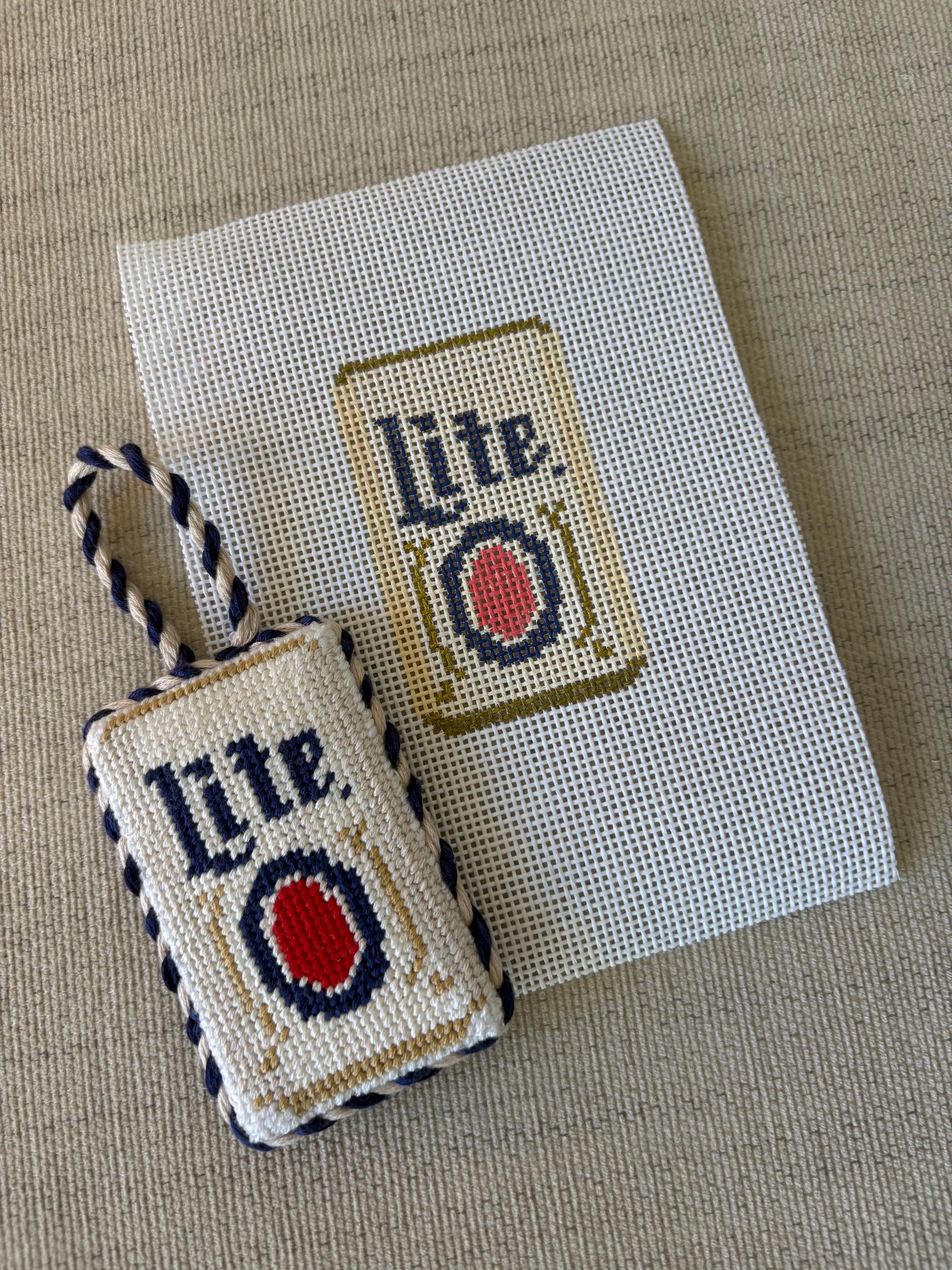 Lite Beer Miller Can Canvas, 13 Mesh Needlepoint Canvas