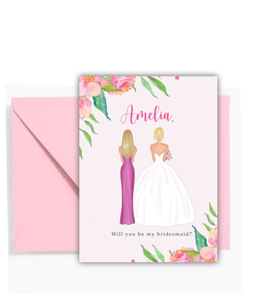 Customized Bridesmaid Proposal Card Printable Print Wedding Dress ...