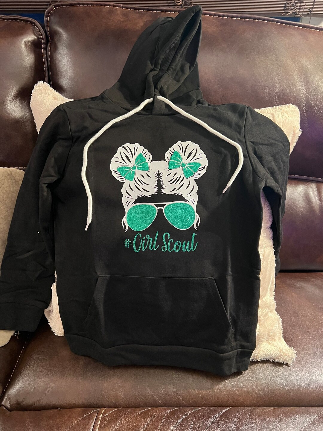 Girl Scout Hoodie Girl With Messy Buns Etsy