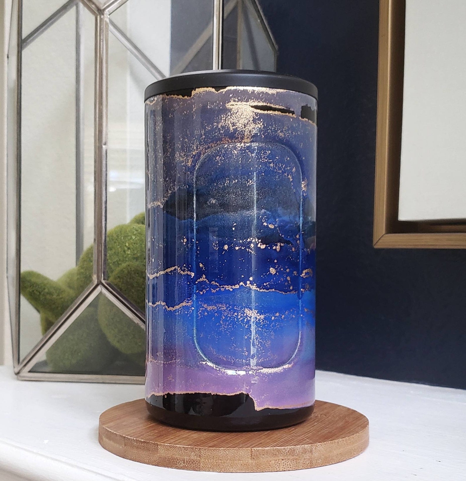 Alcohol Ink 3 in 1 Can Cooler Purple Blue Pink Gold Cooler Etsy