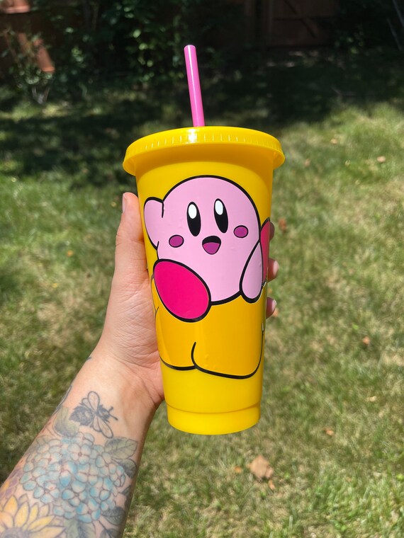 Cute Kirby Super Star Tumbler Cup With Straw Etsy