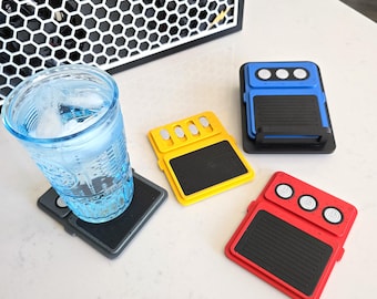 Guitar Pedal Coaster Set with Mini Pedalboard Holder - Music Gift