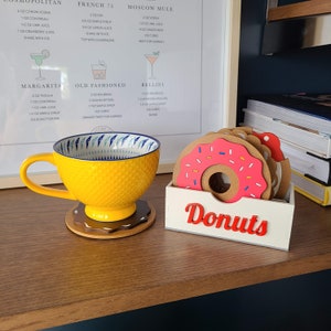 Mmm DONUTS! Coaster Set - Four fresh and tasty coaster treats in a cute and convenient box. A perfect gift for food lovers (or yourself...)