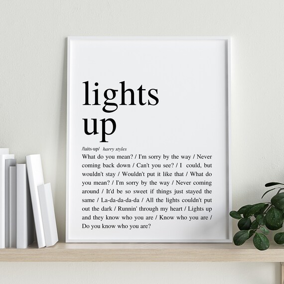 Harry Styles 'Lights Up' Harry Styles Lyrics poster Etsy