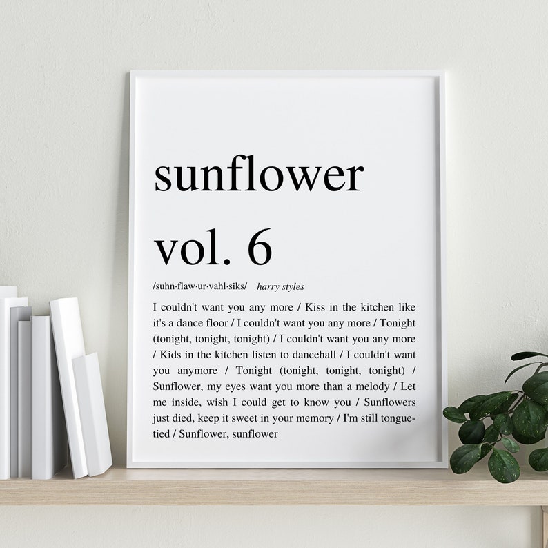 Harry Styles 'sunflower Vol. 6' Harry Styles Lyrics Etsy