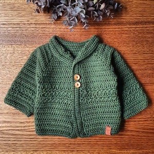Made To Order | Hand Crocheted Baby Cardigan in Pure Wool