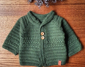 Made To Order | Hand Crocheted Baby Cardigan in Pure Wool