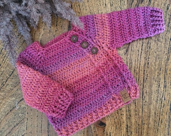 Ready to Ship | Hand Crocheted Newborn Baby Jumper in Pure Wool