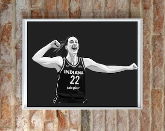 Obra de arte digital descargable de Caitlin Clark: baloncesto de Indiana Fever / Arte mural imprimible / Regalo para fanáticos del baloncesto