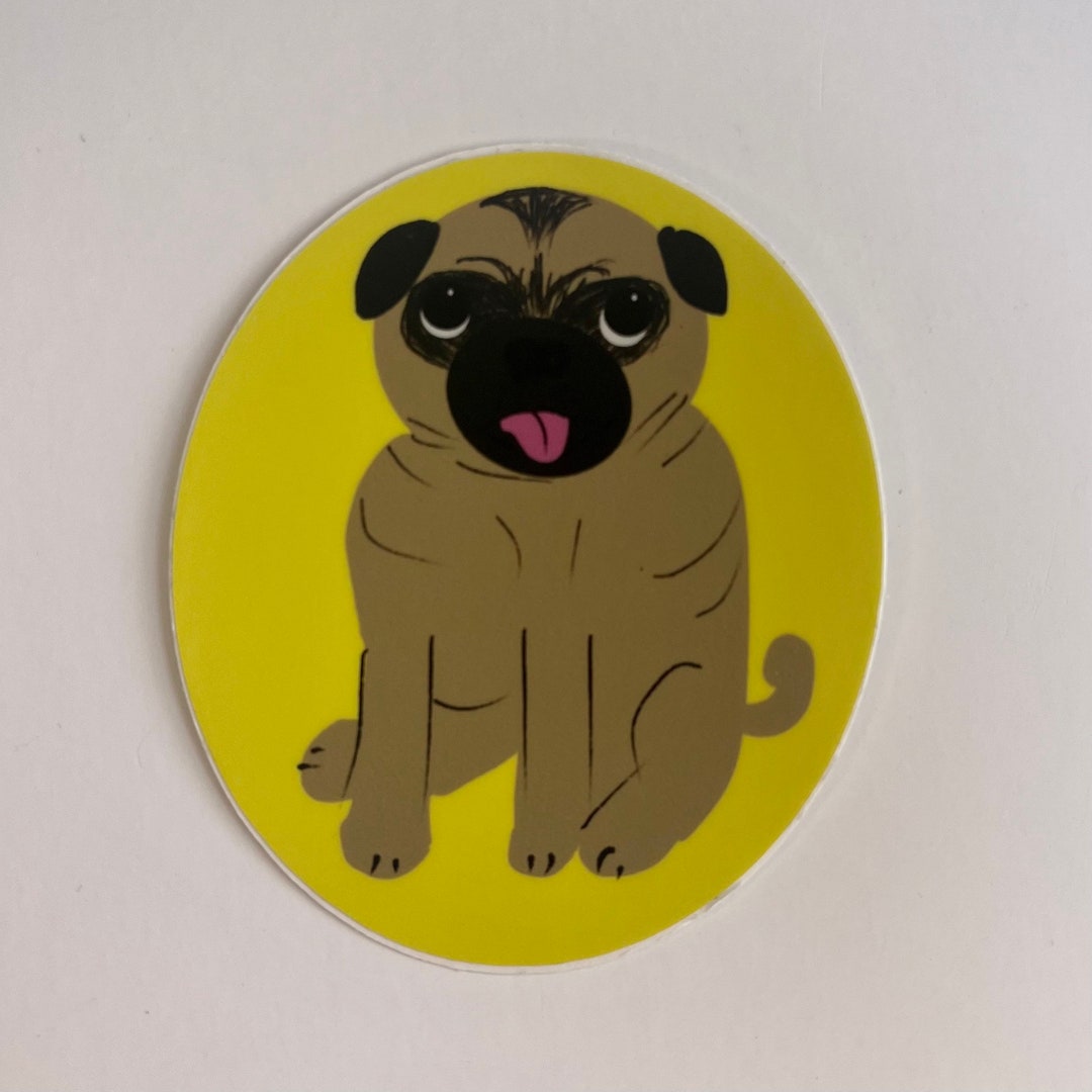 Hand-drawn Pug Dog Vinyl Sticker – Waterproof Laptop Decal - Etsy