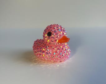 Rhinestone Pink Rubber Ducky - Sparkly Desk Decor, Jeep Ducking Gift
