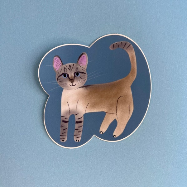 SIAMESE CAT STICKER - Decals for Laptop - Siamese Mix Cat Sticker - Adhesive Vinyl Decals - Decal for Phone Case