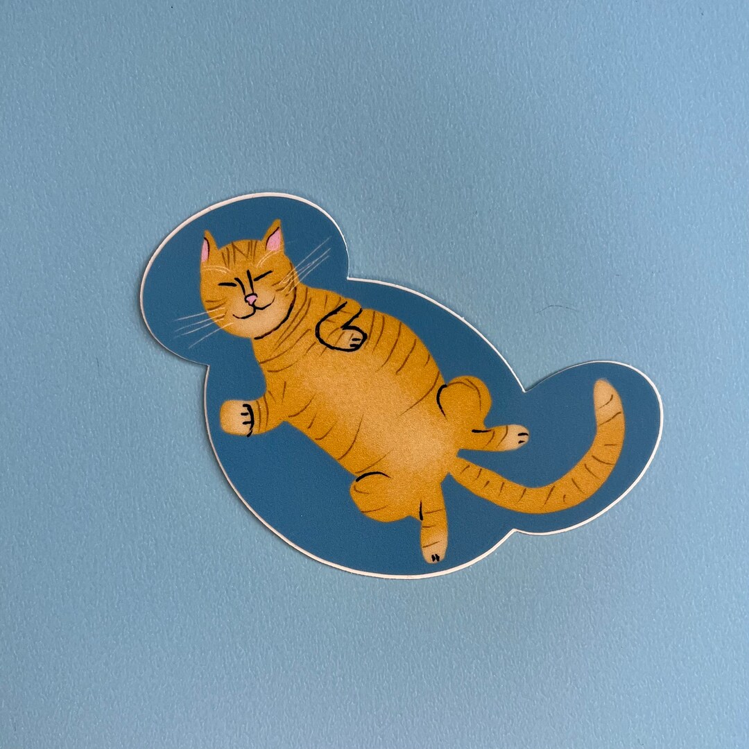 ORANGE CAT STICKER Decals for Laptop Sleeping Orange Cat Sticker ...