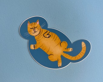 ORANJE KAT STICKER - Stickers voor Laptop - Slapen Oranje Kat Sticker - Zelfklevende Vinyl Decals - Decal voor Telefoonhoesje
