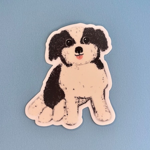 AUTOCOLLANT DE CHIEN SHIHTZU - Autocollant Shih Tzu noir et blanc - Décalcomanies pour ordinateur portable - Autocollants de bouteille d’eau - Dessin animé de chien mignon