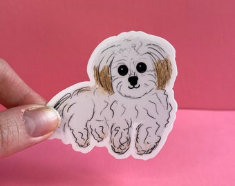 Curly White Dog Vinyl Sticker – Poodle, Bichon Frise, Maltipoo Decal