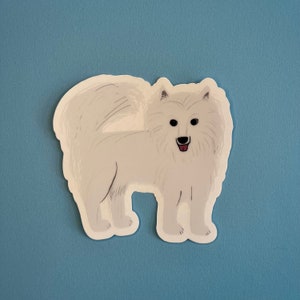 AUTOCOLLANT DE CHIEN SAMOYED - Décalcomanies pour ordinateur portable - Autocollant de chien blanc Samoyède - Décalcomanies en vinyle adhésif - Décalque pour étui de téléphone