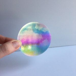 HOLOGRAM CLOUD STICKER - Vinyl Rainbow Cloud Sticker - Decals for Computer
