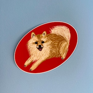 POMERANIAN DOG STICKER - Decals for Laptop - Golden Pomeranian Dog Sticker - Adhesive Vinyl Decals - Decal for Phone Case