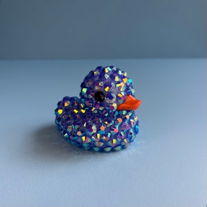 PATO DE GOMA azul oscuro RHINESTONE - Regalo de ducha de bebé - Decoración de pato brillante - Pato de crucero - Regalo de Pascua - Pato Jeep - Pato Bling