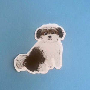 SHIHTZU DOG STICKER - Autocollant Shih Tzu noir et marron - Décalcomanies pour ordinateur portable - Autocollants pour bouteille d'eau - Dessin animé mignon de chien