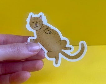Sleeping Orange Tabby Cat Sticker - Vinyl Decal for Laptop, Phone