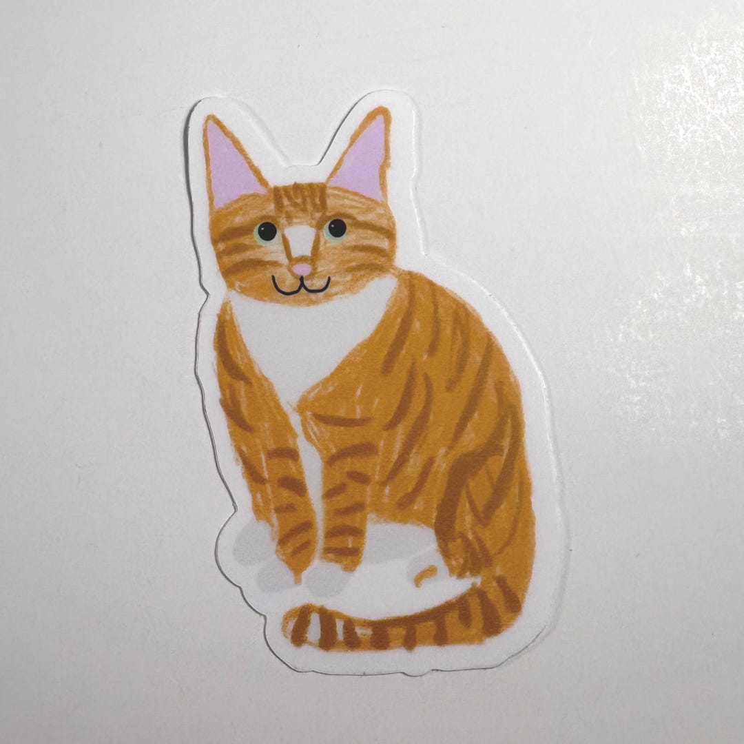 Orange Tabby Cat Sticker - Vinyl Decal for Laptop, Phone - Etsy