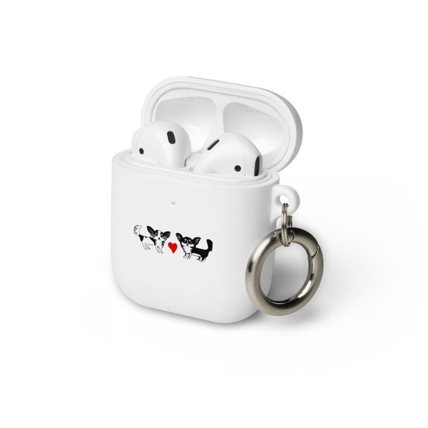 CHIHUAHUA DOG AIRPODS Case - Longhair Chi Sisters AirPods Case - Dog Mom Gift - iPhone Accessories - Black and White Doggies