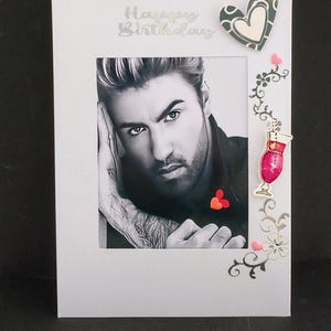 Biglietto di auguri/compleanno di George Michael, 5x7", fatto a mano, interno vuoto, regali di George Michael, biglietti di compleanno