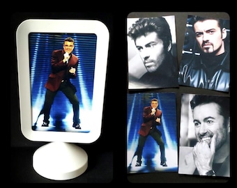 George Michael Photo Frame, 4 gloss photos, double sided 6x4&quot;, Birthday Gift, Mother&#39;s Day Gift, George Michael Gifts