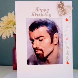 Biglietto di auguri di compleanno di George Michael, fatto a mano, regali di George Michael, regali di compleanno di George Michael