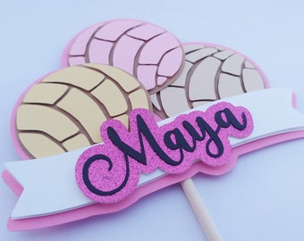 Pink Concha Happy Birthday Topper- Cake Topper Pan Dulce