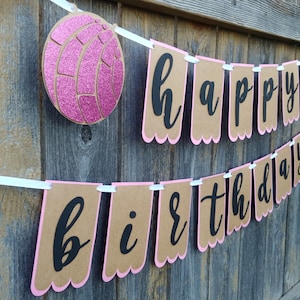 Pink Glitter Concha Happy Birthday Girlande - Geburtstagsbanner Pan Dulce