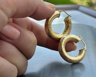 14k Gold Hoops 4MM Thickness, Beautiful Everyday Earrings, 20 MM Medium Hoops, Gold Thick Hoop Earrings Sold as Pair,  Gift for Her