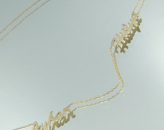 14K Solid Gold Personalized Multiple 