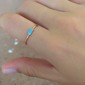 14K Solid Gold Ring / Turquoise Stone Ring Gold / Minimalist Stacking Ring / Handmade Jewelry / Birthday Gift / Christmas Gift / Dainty Ring