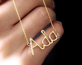 14k Solid Gold Name Necklace , Name Necklace, Personalized Name Necklace Gold , Personalized Jewelry, Christmas Gift, Real Gold Name Gift