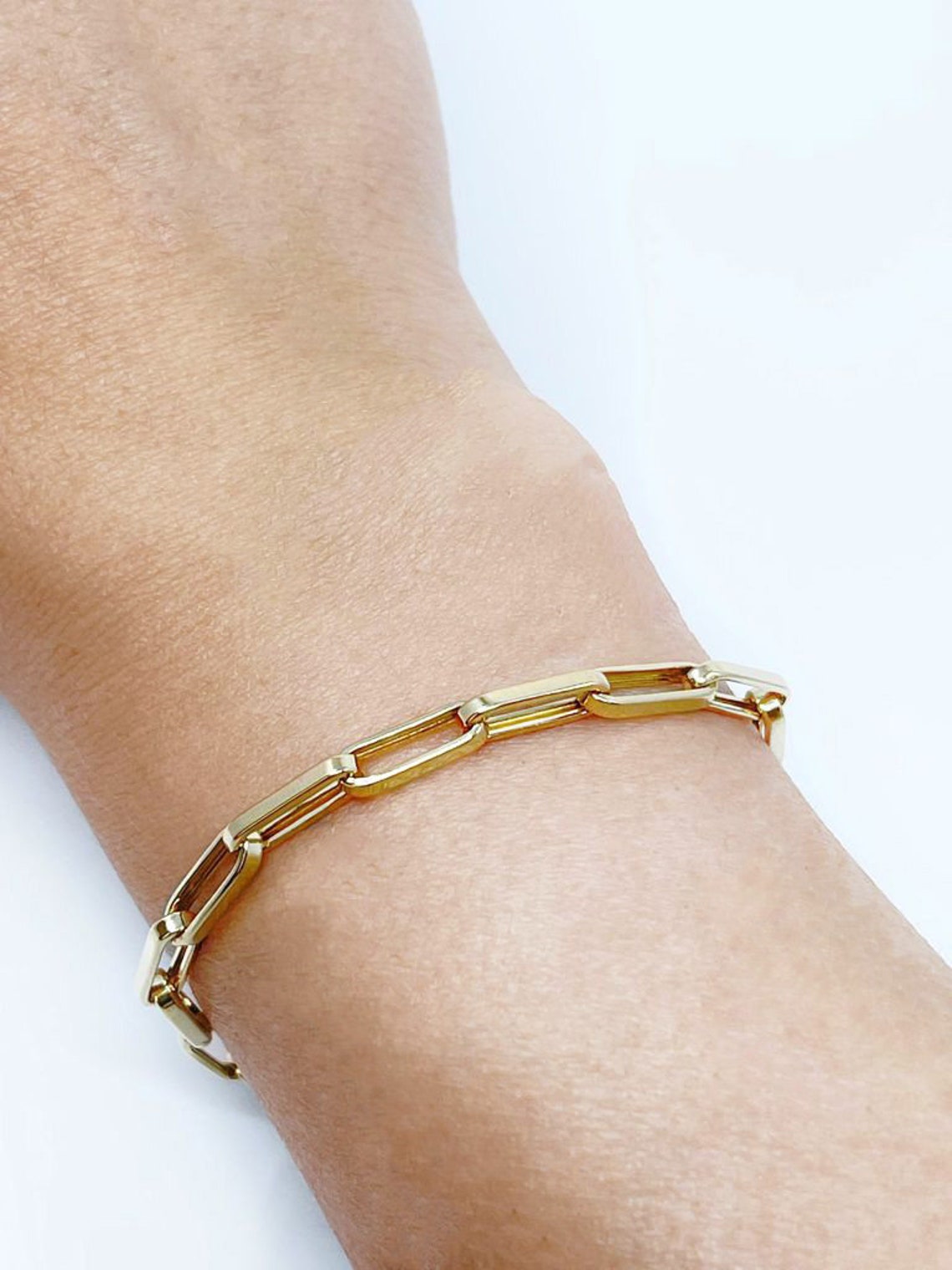 14K Gold Paperclip Bracelet/Genuine Gold Paperclip Etsy