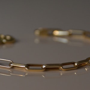 ペーパークリップ チェーンリンクブレスレット ゴールド 14K、本物の純金チェーンリンクブレスレット、ユニセックスギフト、本物のゴールドリンクチェーンブレスレット、彼女へのギフト